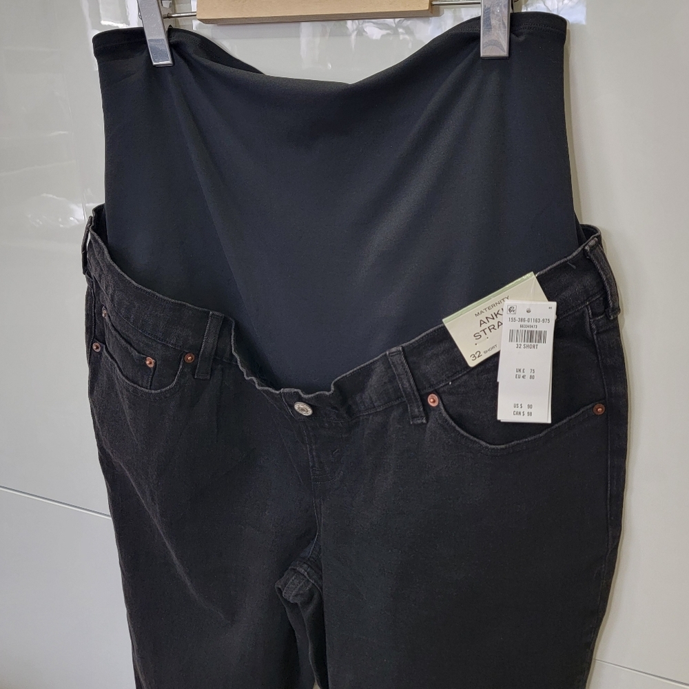 NWT Abercrombie & Fitch Maternity Ankle Straight Black Jeans Women’s 32 Short - Picture 7 of 17